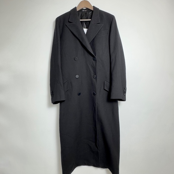 NWT Paul Smith Lightweight Wool Doublebreasted Maxi Coat Black Women's Size 8 - Picture 5 of 15